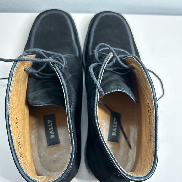 BALLY Black Suede Leather Lace Up Desert Boots Men\'s 9.5D Made In Italy